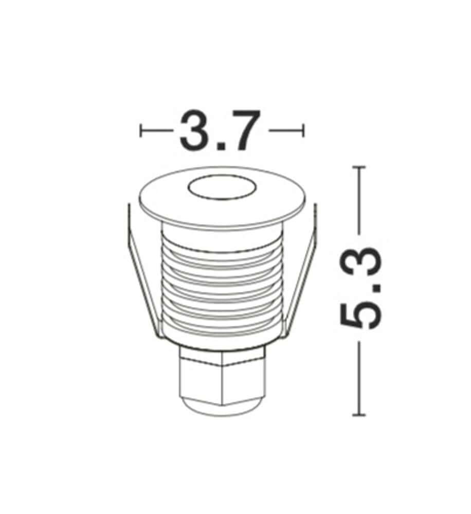 Technische Zeichnung der Bang LED Außenbodeneinbauleuchte Nickel IP67 mit Maßen.