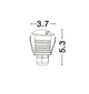Maßzeichnung der Bang LED Außenbodeneinbauleuchte Weiß IP67, Höhe 5,3 cm und Durchmesser 3,7 cm.