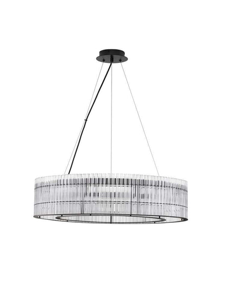 Barok Pendelleuchte Ø 70cm Schwarz - moderne schwarze LED Pendelleuchte mit Glasstäben