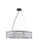 Barok Pendelleuchte Ø 70cm Schwarz - moderner Kronleuchter mit zwei Glasringen, puristisches Design und LED-Lichtspiel