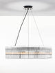 Barok Pendelleuchte Ø 70cm Schwarz - moderner Kronleuchter mit zwei Glasringebenen und LED-Lichtspiel, schwarze Aufhängung