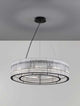 Barok Pendelleuchte Ø 70cm Schwarz - moderner Kronleuchter mit zwei Ringen und Glasstäben, puristisches LED-Design, dekoratives Lichtspiel