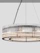 Barok Pendelleuchte Ø 70cm Schwarz - moderne LED-Kronleuchter mit zwei Ringen und facettierten Glasstäben für elegantes Lichtspiel