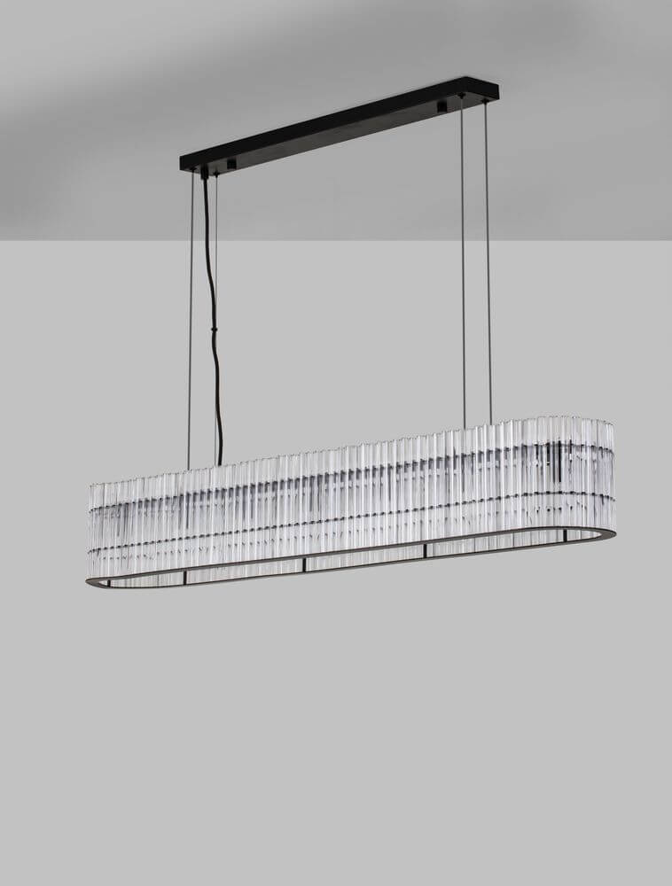 Barok Pendelleuchte 110cm Schwarz mit geometrischem Design und modernen LED-Techniken, ideal für stilvolle Beleuchtung.