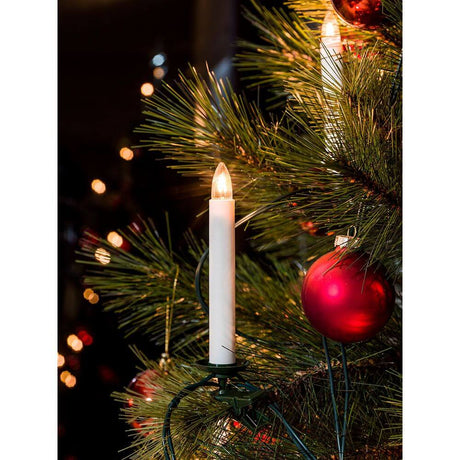 Tree garland top bulbs One String 16 clear bulbs decorated with a candle and Christmas tree bauble.