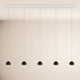s.luce Beam LED Esstisch-Pendelleuchte Balken 120cm mit fünf schwarzen Lampenschirmen