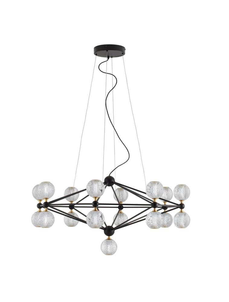 Belinda LED Pendelleuchte Ø 105cm 17-flammig mit modernem geometrischem Design und glamourösem Finish.
