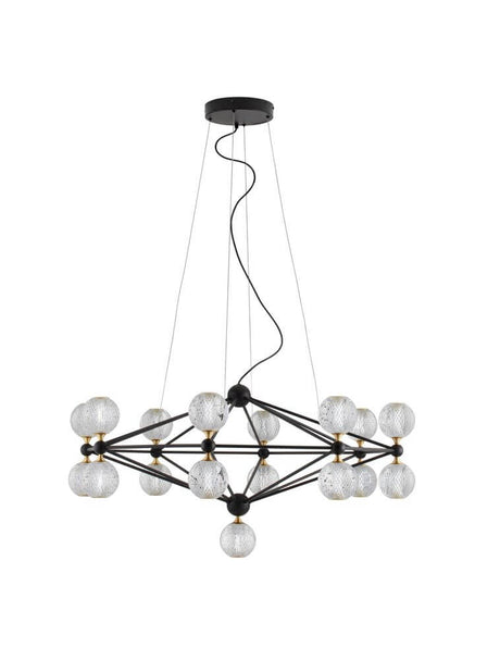Belinda LED Pendel Ø 105cm 17-pære med moderne geometrisk design og glamourøs finish.