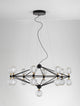 Belinda LED Pendelleuchte Ø 105cm 17-flammig in modernem Design mit geometrischer Form und kugelförmigen Glaskugeln.