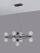 Belinda LED Pendelleuchte 9-flammig mit geometrischem Design und klaren Glaskugeln im modernen Ambiente.