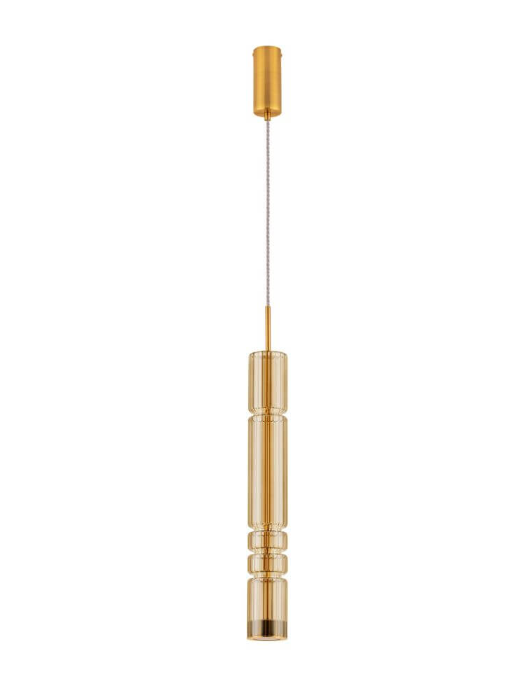 Bento LED Pendelleuchte 3000K Gold in modernem Design, aus Metall und Glas, ideal für elegantes Interieur.