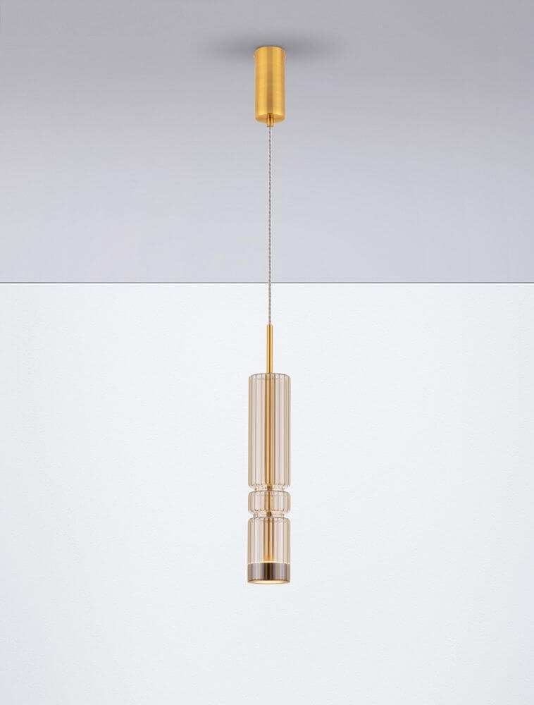 Bento LED Pendelleuchte 3000K Gold - elegante Pendelleuchte aus Metall und Glas in Gold für modernes Interieur