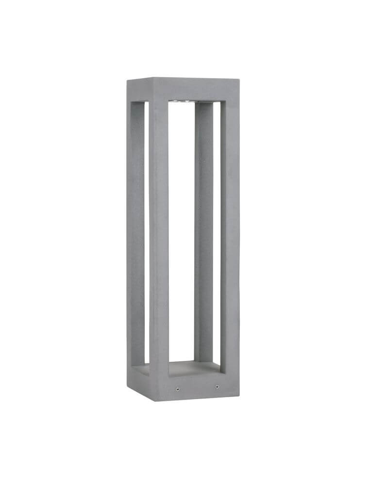 Bev Außenwegeleuchte Grau aus Beton mit Glas, ideal für umweltfreundliche Beleuchtung.