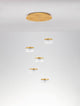 Bion LED Pendelleuchte 5-flammig Ø 50cm 3000K Gold in elegantem Design mit fünf Leuchten und goldenen Akzenten.