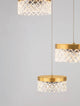 Bion LED Pendelleuchte 5-flammig Ø 50cm 3000K Gold hängend mit klaren Kristallelementen