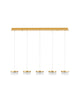 Bion LED Pendelleuchte 5-flammig 3000K Gold mit funkelnden Lampenschirmen in Gold und Kristall-Design.