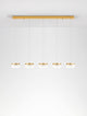 Bion LED Pendelleuchte 5-flammig 3000K Gold, elegante Goldpendelleuchte mit fünf Leuchtkörpern.