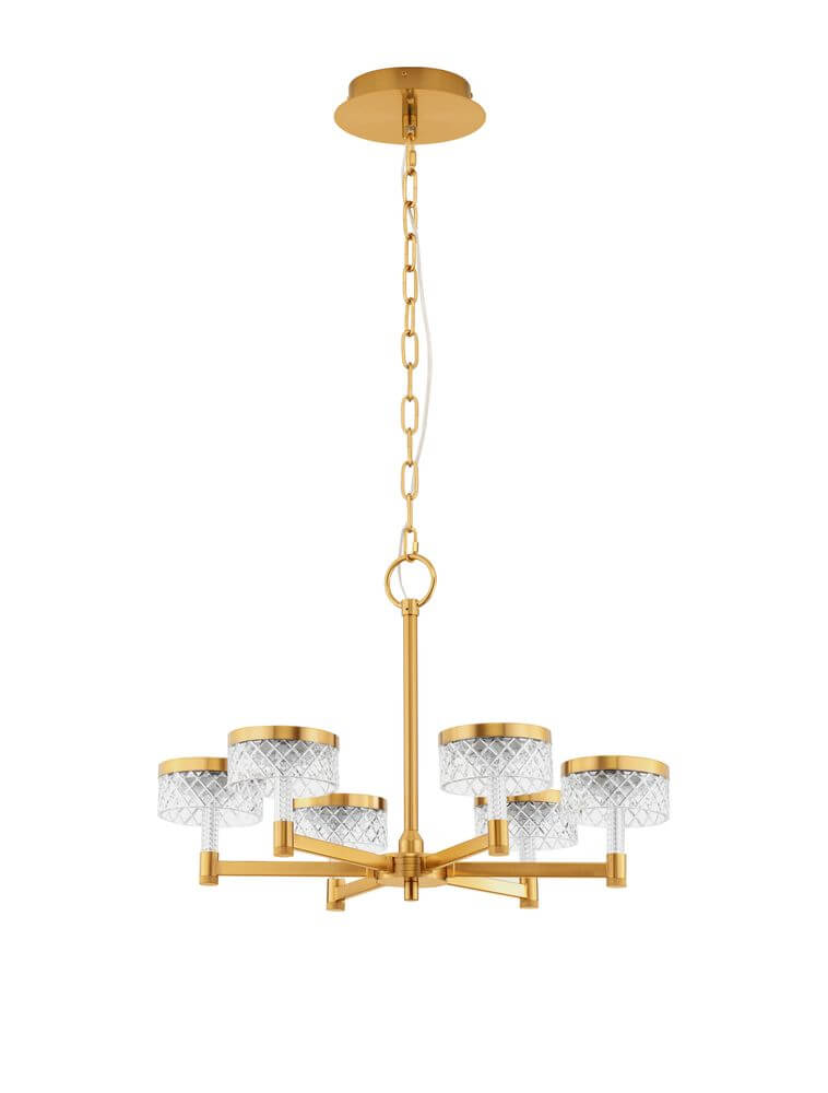 Bion LED Pendelleuchte 6-flammig Ø 70,7cm 3000K Gold im eleganten Design aus Gold und Kristall.