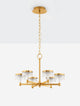 Bion LED Pendelleuchte 6-flammig Ø 70,7cm 3000K Gold mit eleganten Kristallschirmchen.
