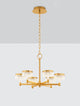 Bion LED Pendelleuchte 6-flammig Ø 70,7cm 3000K Gold mit goldener Oberfläche und gläsernen Schirmen.
