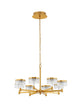 Bion LED Pendelleuchte 8-flammig Ø 80,7cm 3000K Gold in elegantem Design mit goldenen und gläsernen Elementen.