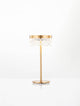 Bion LED Tischleuchte Ø 14,8cm 3000K Gold auf weißem Hintergrund, stilvoll und modern.