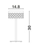 Bion LED Tischleuchte Ø 14,8cm 3000K Gold, technische Zeichnung mit Abmessungen 14,8cm Durchmesser und 30cm Höhe.