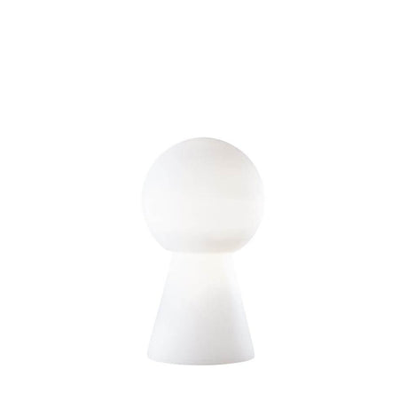 Birillo ręcznie dmiana szklana lampa stołowa 40 cm biała z nowoczesną chromowaną podstawą i białym szklanym designem.