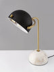 Bishop Tischleuchte Weiß, Gold, Schwarz mit Marmor- und Metallbasis in modernem Design.
