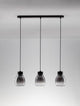 Blacu Pendelleuchte 3-flammig Schwarz mit drei filigranen Glasschirmen im Gradient Smoky-Effekt