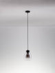 Blacu Pendelleuchte Schwarz mit rauchfarbenem Glas und elegantem Design in einem modernen Raum.