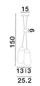 Blaky Pendelleuchte 2-flammig Ø 25,2cm Schwarz, Weiß - technische Zeichnung mit Abmessungen