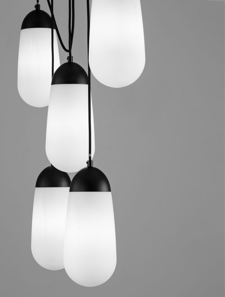 Blaky lampa wisząca belka 103cm 5-światło czarny, biały