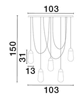 Blaky lampa wisząca belka 103cm 5-światło czarny, biały