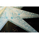 Blauer Papierstern perforiert und blau bestickt 7 Zacken ohne Leuchtmittel, detailreiche Verzierung und elegante Lichtgestaltung.