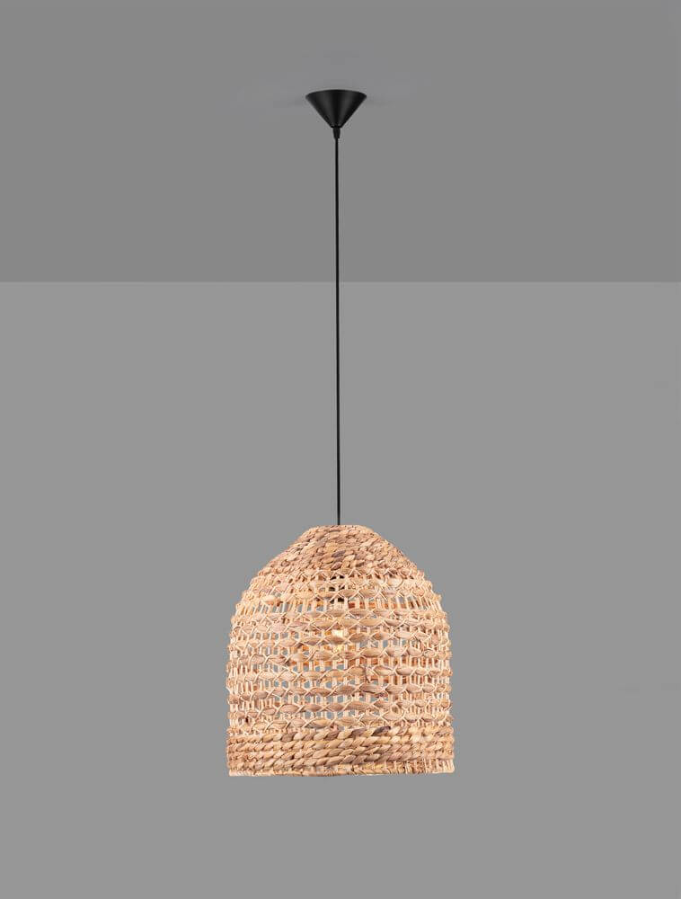 Bola Pendelleuchte Ø 42,5cm Braun aus Wasserhyazinthe im BOHO-Stil, ideale Innenraumbeleuchtung.