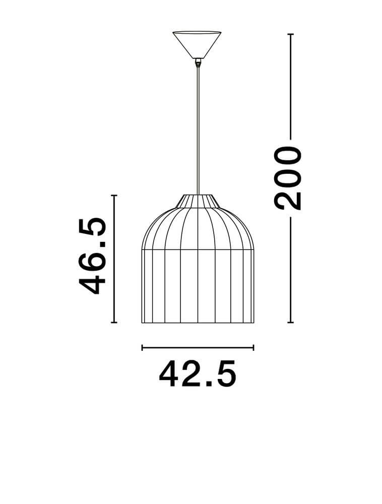 Bola Pendelleuchte Ø 42,5cm Braun mit Abmessungen 46,5cm Höhe und 42,5cm Durchmesser.
