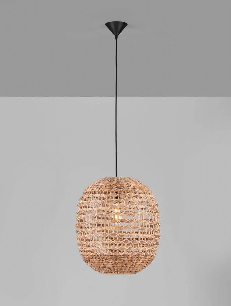 Bola Pendelleuchte Ø 42cm Braun aus Wasserhyazinthe im BOHO-Stil, perfekt für jede Einrichtung.