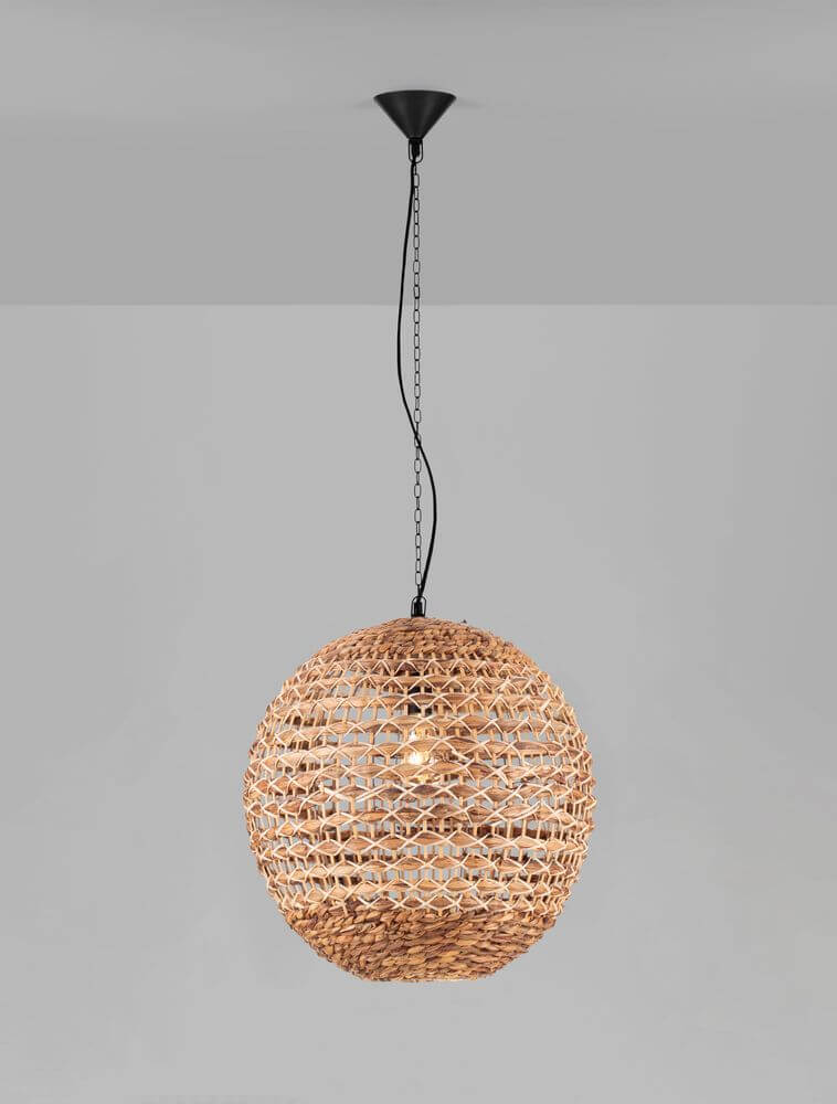 Bola Pendelleuchte Ø 51cm Braun aus Wasserhyazinthe im BOHO-Stil, perfekte interiour Ergänzung.