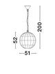 Bola Pendelleuchte Ø 51cm Braun technische Zeichnung mit Maßen