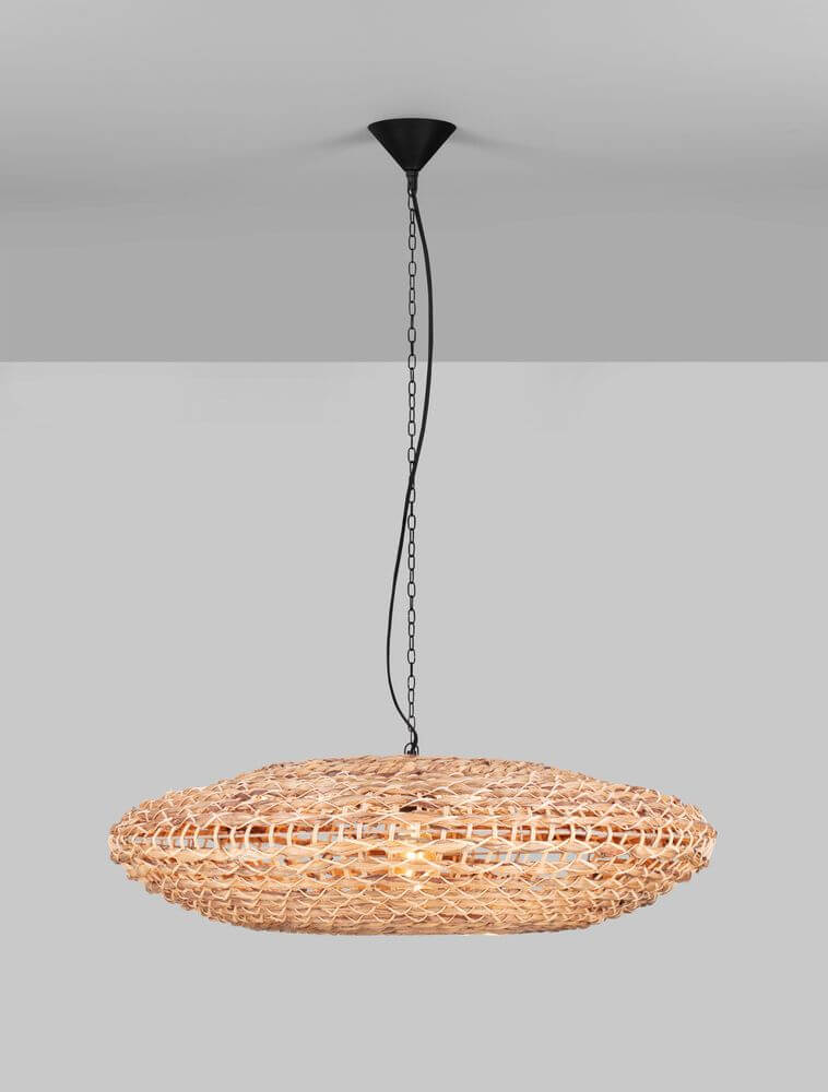 Bola Pendelleuchte Ø 81,5cm Braun aus Wasserhyazinthe im BOHO-Stil, ideal für gemütliches Interieur.