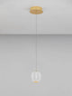 Brillante LED Pendelleuchte Ø 12cm 3200K an goldfarbener Deckenaufhängung, elegantes Design mit klarer Glaskugel.
