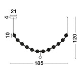 Technische Zeichnung der Brillante LED Pendelleuchte 12-flammig mit Maßen und Details.