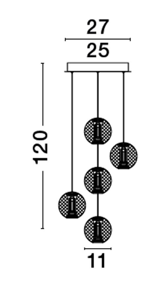 Technische Zeichnung der Ifos LED Wandleuchte 3000K Schwarz mit Abmessungen und Details.
