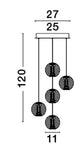 Technische Zeichnung der Ifos LED Wandleuchte 3000K Schwarz mit Abmessungen und Details.