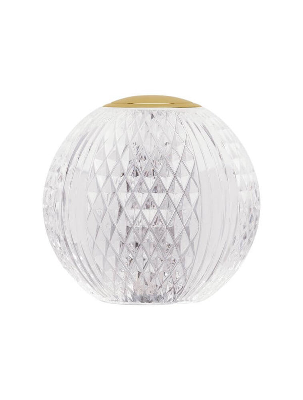 Brillante LED Tischleuchte 3200K Gold, moderne Tischlampe aus Acryl und Aluminium in Gold und Transparent