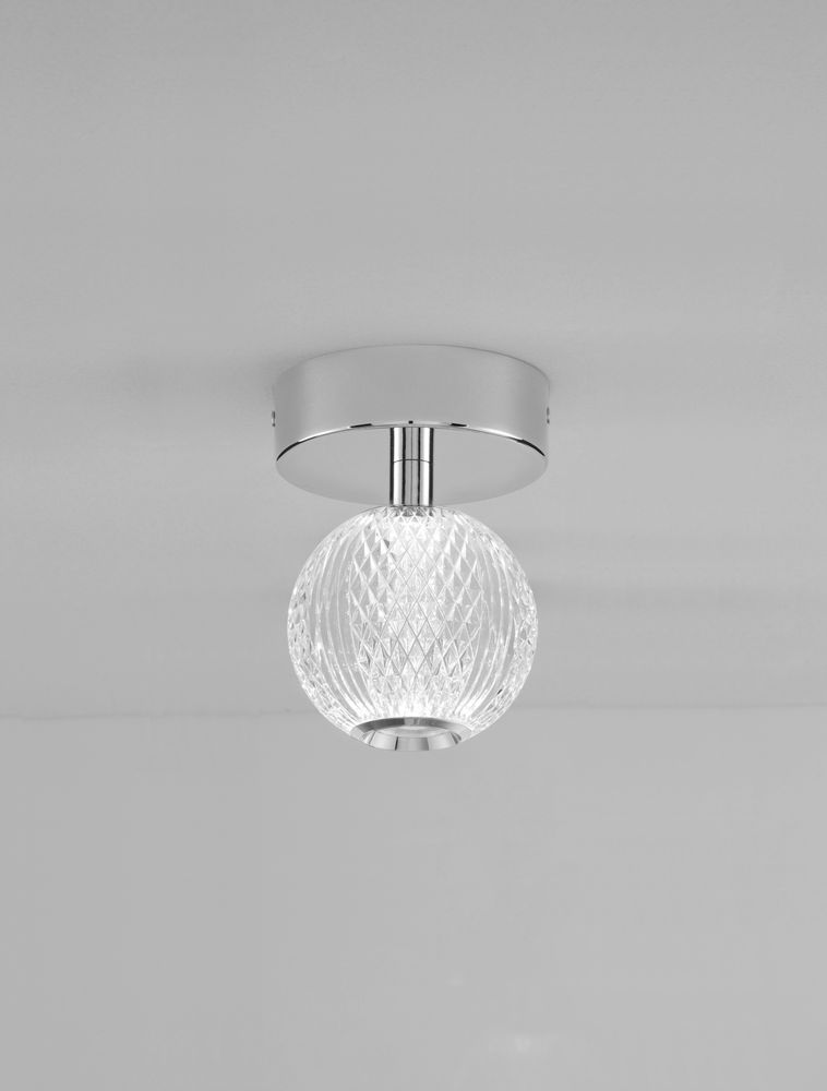 Glazen LED plafondlamp Ø 11cm 3200K chroom