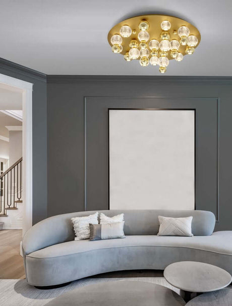 Brille LED-Deckenleuchte 19-flammig in Gold, moderne Beleuchtung für elegantes Wohnambiente