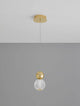 Brille LED Pendelleuchte Ø 11cm 3200K Gold mit elegantem Glasdesign und goldenem Baldachin.