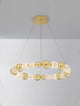 Brille LED Pendelleuchte 12-flammig Ø 94cm 3200K Gold – elegante Deckenleuchte mit Glaskugeln und goldfarbenem Design.